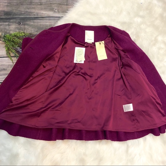 NEW Anthropologie Elevenses Raspberry Wool Jacket - Picture 7 of 8